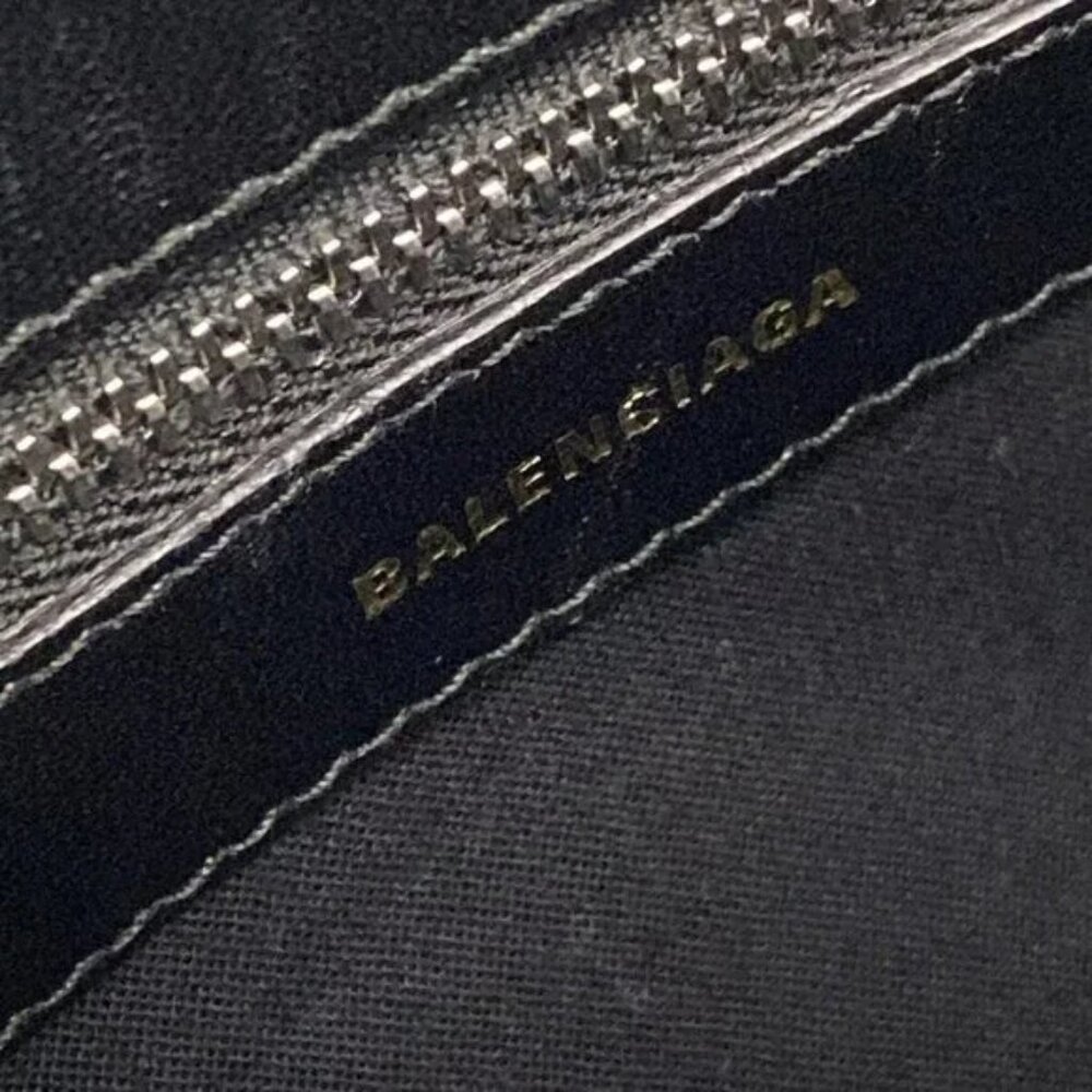 100% Auth BALENCIAGA Ville Top Handle S Black White Leather Handbag 859-113024 - Picture 13 of 14